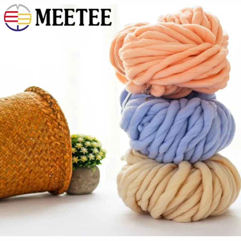 

Meetee 1roll Super Thickness Chunky Yarn Wool Hand Knitting Roving Blanket Hat Scarf Soft DIY Crafts Supplies AP534