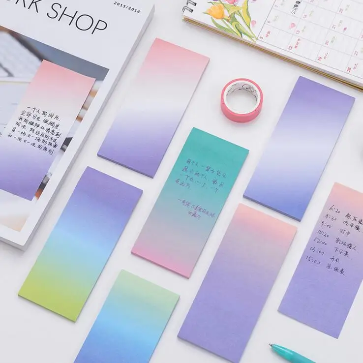 

1 Piece Sticky Post Filofax Memo Pads Office Supplies School Stationery Candy Gradient Color Index Notepad Notes