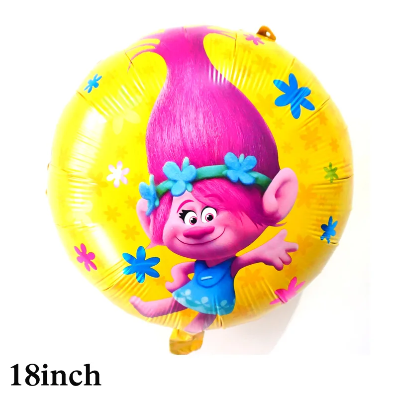 5 шт. шарик "Тролли" 18 дюймов Круглый Стиль тролли фольги воздушные шары для тематическая вечеринка на день рождения украшения детская игрушка подарок на день рождения - Цвет: 5pc trolls 1
