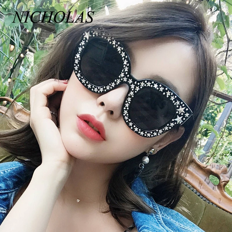 

NICHOLAS Stars Dot Cat Eye Sunglasses Women Fashion Women Sun glasses Female Eyewear Oculos De Sol Feminino Lunette Soleil NL160
