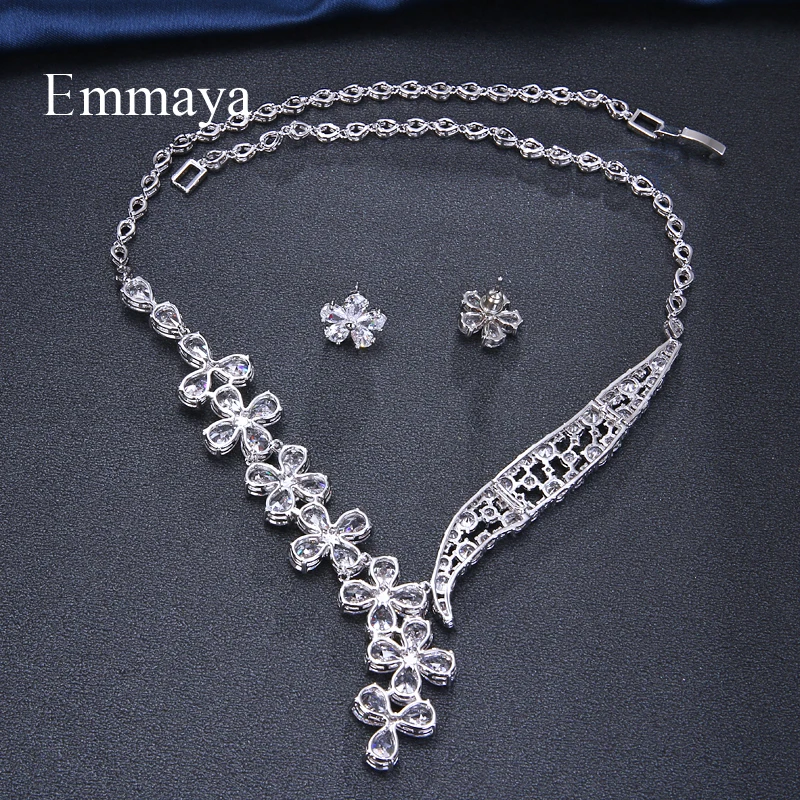 Emmaya Bijoux Femme Ensemble, Свадебные Ювелирные наборы для женщин, сверкающий AAA циркон, медь, Модный Ювелирный Набор для подружки невесты, подарок