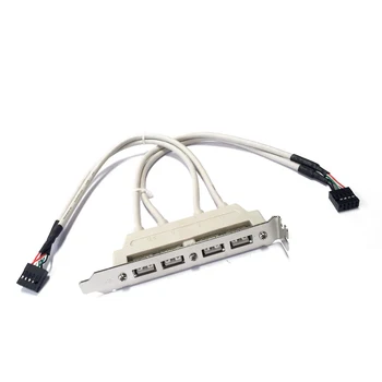 

10pcs/lot PCI 4 Ports USB 2.0 Female Screw to Motherboard 9pin Header Cable with Bracket