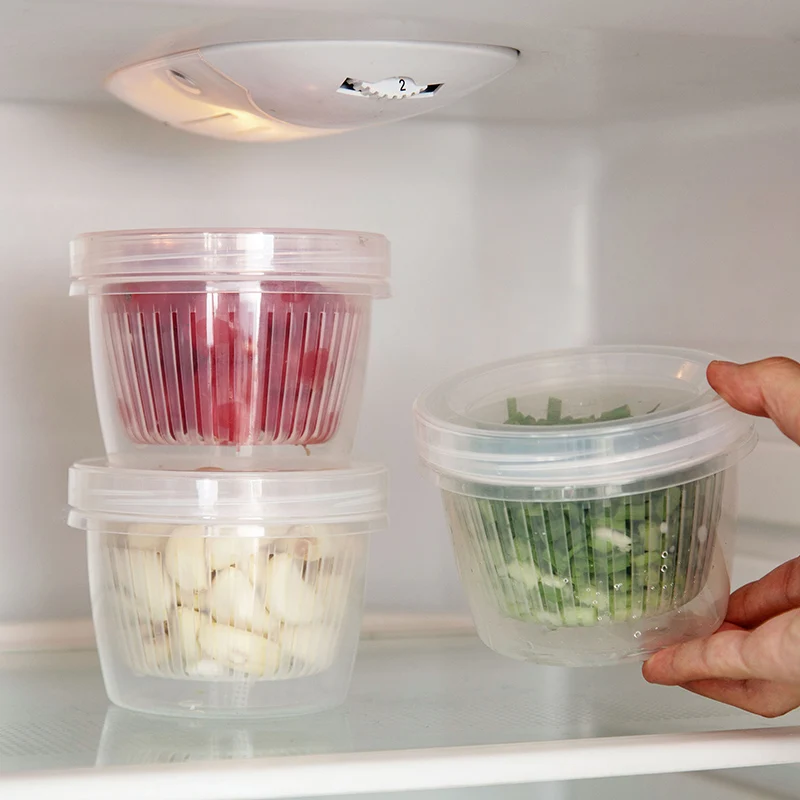 Creative Round drain sealed box for Ginger garlic onion refrigerator