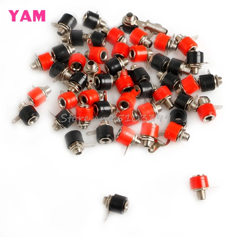 

50Pcs 4mm Banana Panel Socket Test Probe Binding Post Nut Plug Jack Connector G08 Drop ship