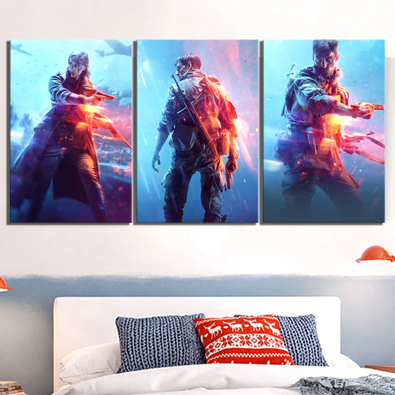 3 шт. видео игры серии Battlefield V плакаты постеры HD изображения солдата Холст