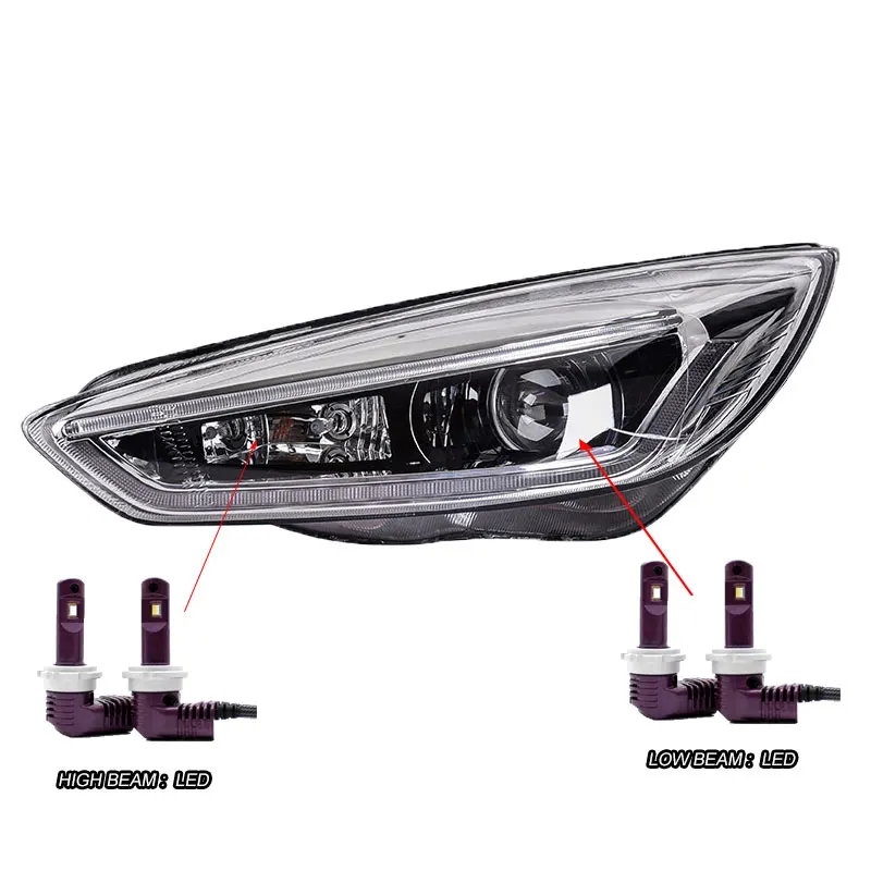 Автомобильный Стайлинг чехол для Ford Focus 3- фары светодиодный фокус фары DRL Объектив Двойной Луч Биксенон HID автомобильные аксессуары - Цвет: LED
