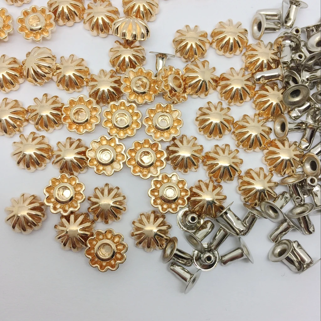 50 Set 9mm Pumpkin Single Cap Rivet Stud Collision Nail Metal Spike Rock Leathercraft Shoe Bag Belt Garment Bracelet Accessories