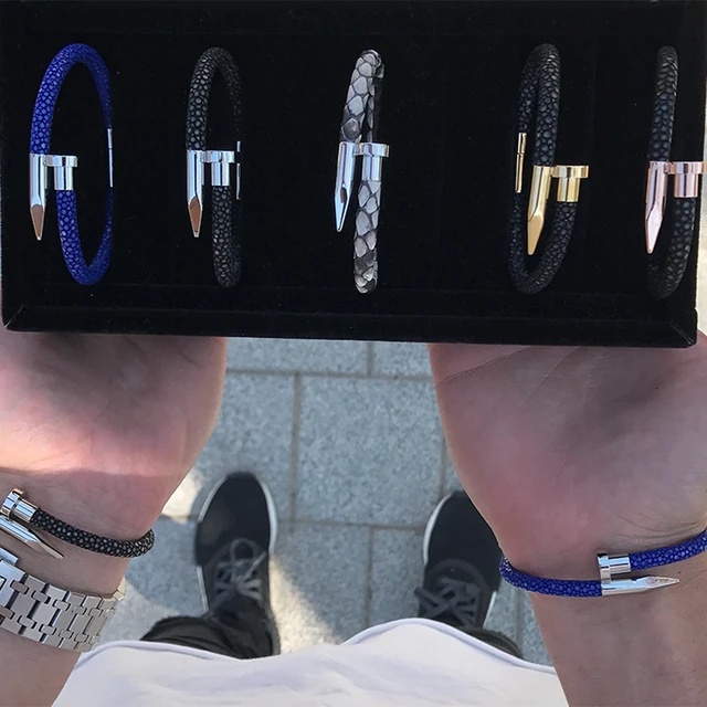 Luxury Men Stingray Nail Bracelet with 316L Stainless Steel Nail