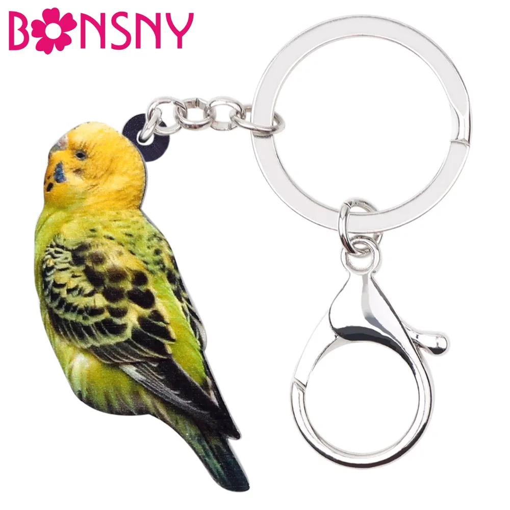 Bonsny акриловый Budgerigar брелок для ключей кольцо уникальное животное ювелирные