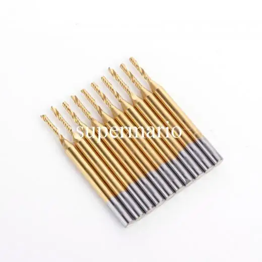 

10pcs 1/8'' Titanium N2 Coated Carbide One Single Flute CNC Router Bit Wood End Mill 3.175mm x 1.5mm x 8mm (1LX3.1.508-Tix10pc)