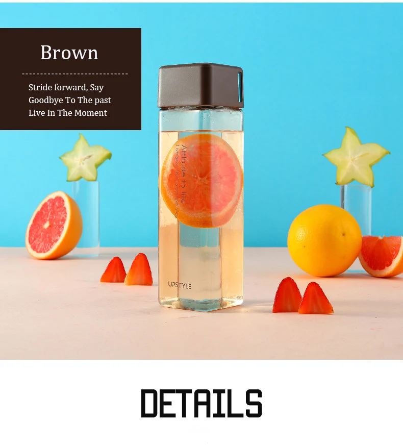 Water Bottle 480ml bpa free Square Plastic Water Bottle For Sports camping hiking Travel Portable  drinking bottles water Gifts (10)