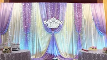 Free Shipping 3M*6M voilet Wedding backdrop White curtain with Lilac drape and shiny sequin Wedding decoration