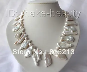 

ddh00419 stunning big 35mm baroque white keshi reborn freshwater pearl necklace