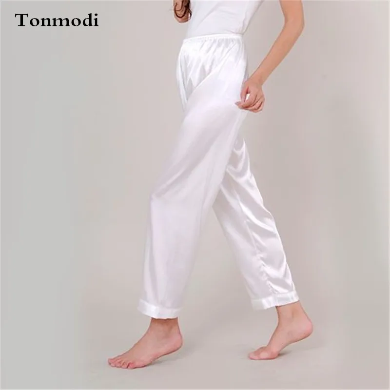 Comprar Pantalones para mujer moda seda dormir pantalones lujosos seda mujer salón dormir pantalones satén multicolor