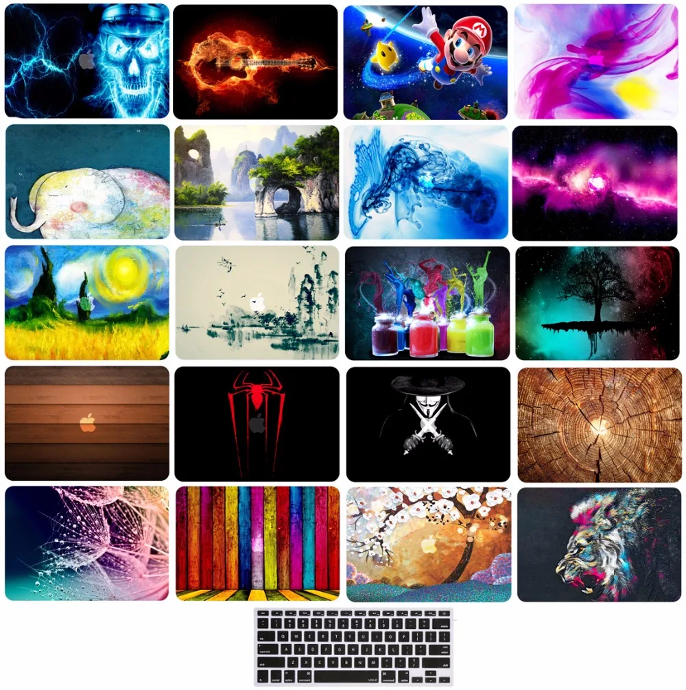 

Design Pattern Protective Hard Shell Case Keyboard Cover Skin Set For Fit 11 12 13 15" Apple Macbook Air Pro Retina Touch Bar SD