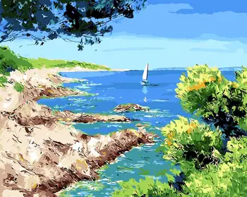 

Frameless painting by numbers paint by numbers for home decor PBN for living room 4050 blue sea