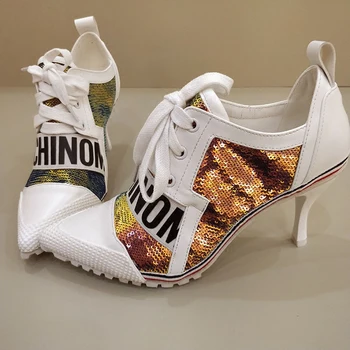 

Korea Edition Pumps Women Shoes Color Pointed Girl Thin Heel High Heels 7.5CM Lace-Up Female Pumps Shoes Women Princess Shoes