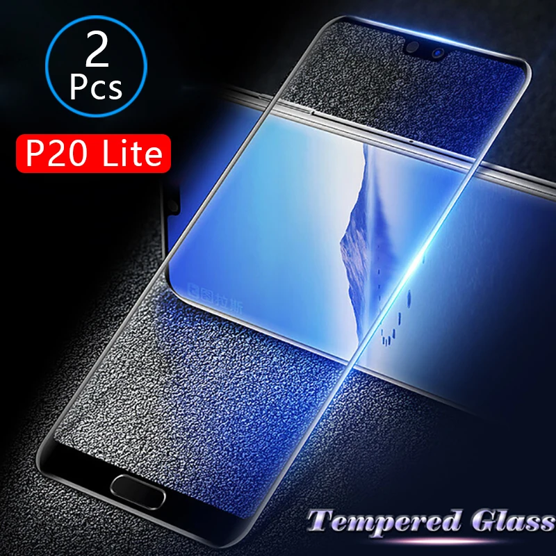 

2pcs Tempered Glass For Huawei P20 Lite Case Full Cover Screen Protector Protective Safety Tremp On P 20 P20 Light P20lite 5.84