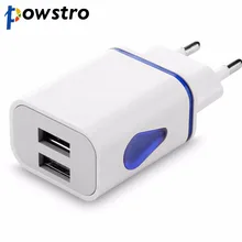 Powstro светодиодный с 2 портами(стандарт Порты и разъёмы Зарядное устройство адаптер светодиодный USB 2 Порты и разъёмы стены Главная зарядное устройство переменного тока для путешествий адаптер для iPhone 8 Plus iPhone 7 iPhone 6 S Plus iPhone samsung S8 S7