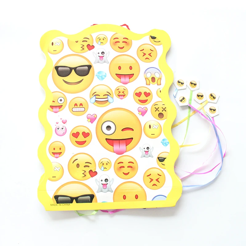 

1pcs Paper Folding Pinata Emoji Cartoon Design 6 People Play Game Children Birthday Party Decoration Supplies 27*49cm