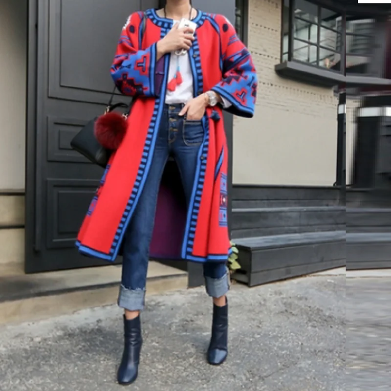 

cardigan long sleeve cardigans batwing sleeve oversized sweater o-neck knitwear winter runway ethnic coats for women plus size