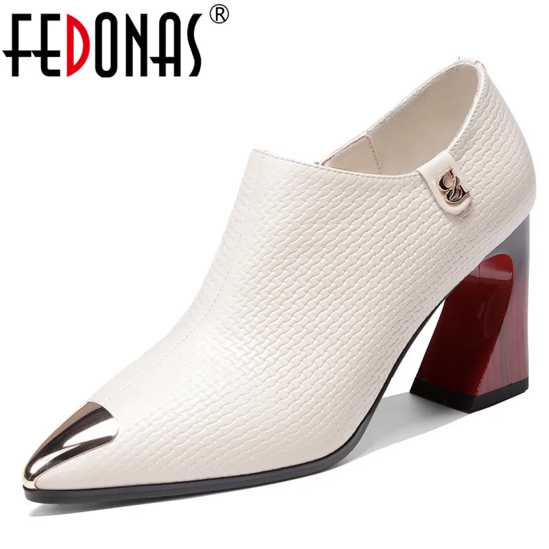 FEDONAS Classic Pointed Toe Zipper High Heels 2020 Spring Summer Quality Genuine Leather Women Pumps Party Office Shoes Woman afbeelding