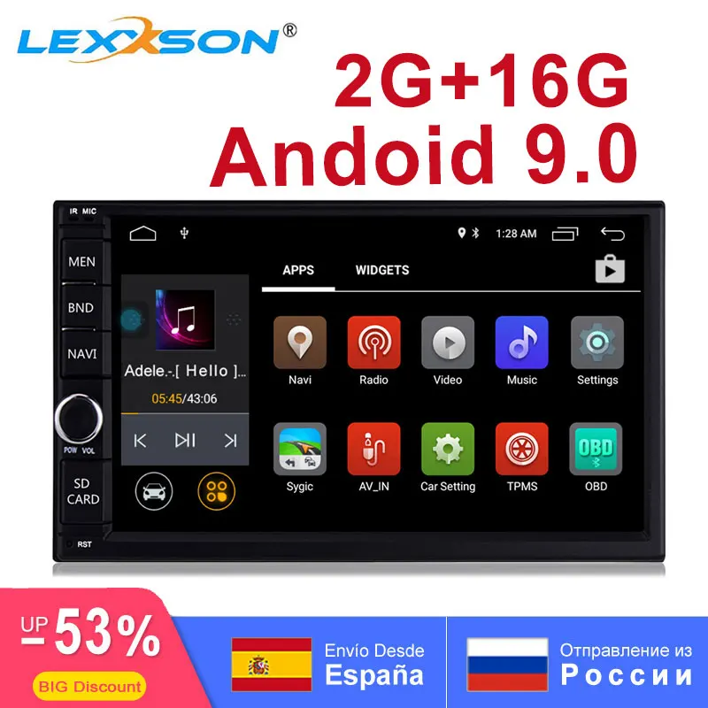 

2Din 7'' Octa core Universal Android 9.0 2GB RAM Car Radio Stereo GPS Navigation WiFi 1024*600 Touch Screen DAB DVR RDS OBD2 SWC