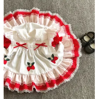 

2019 cute baby girls dress cotton tutu dress embroidered strawberry bow lovely kids summer clothes