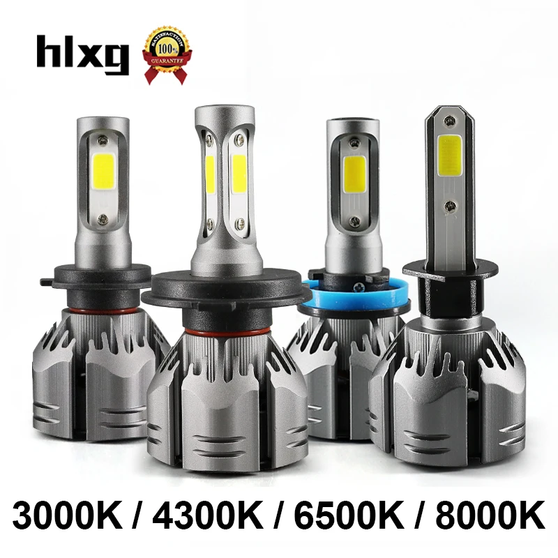 Hlxg 2 шт. H4 светодиодный H7 Canbus H1 H3 H11 светодиодный H8 противотуманная фара HB4 9005 HB3 3000K 6500K 4300K 8000K автомобилей Мотоциклы Автомобильные фары 12V