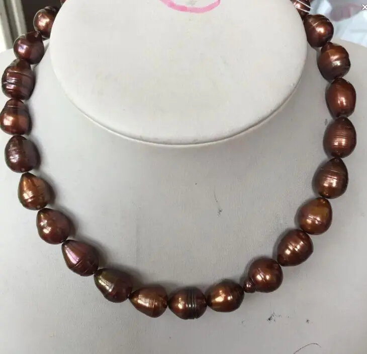 

HOT## Wholesale > elegant 13-14mm south sea chocolate pearl necklace 18inch