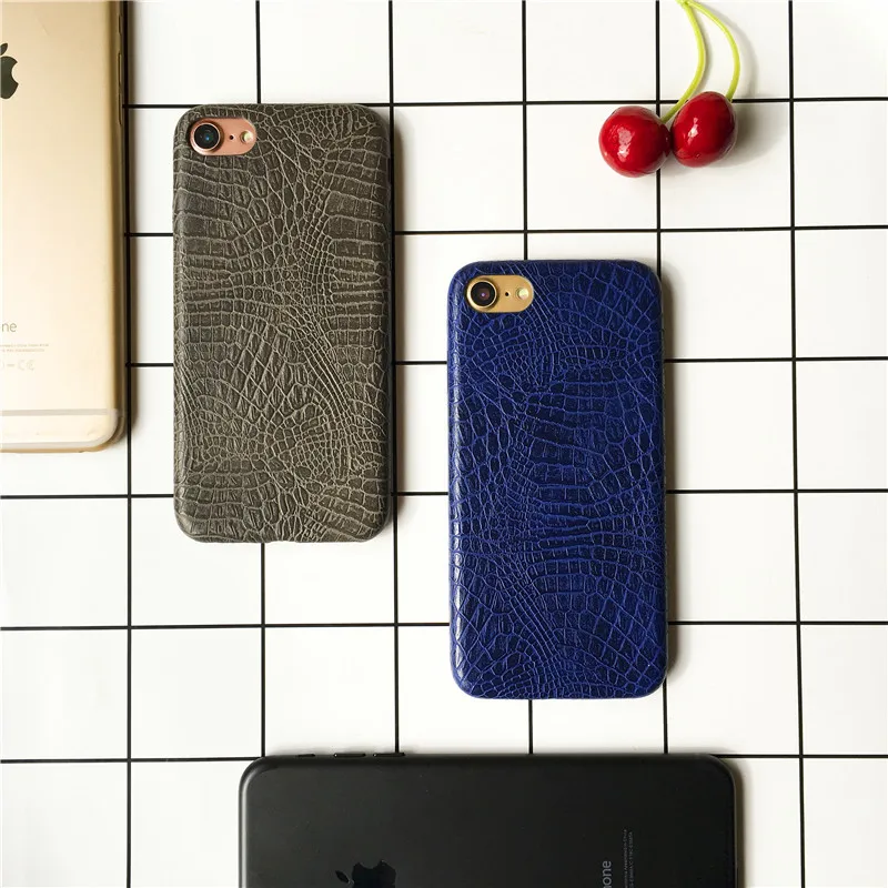 LUDI Luxury Soft PU Leather case for iphone X 8 5 5s SE 6 6s 7plus 6splus crocodile grain 8 colors TPU Cases Back Cover01
