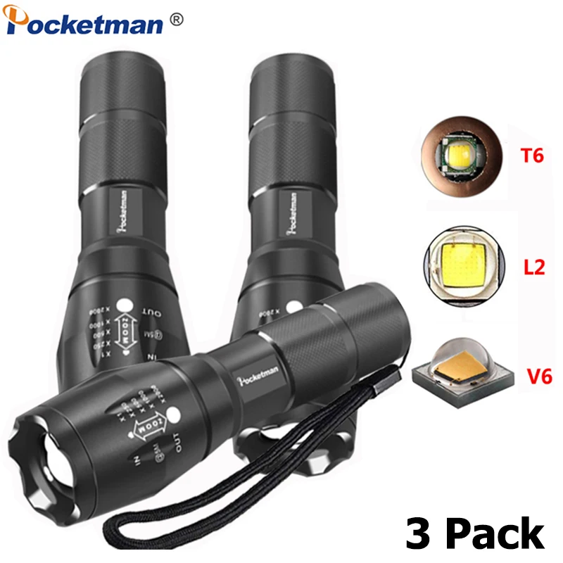 

XP-L V6 LED Flashlight T6/L2/V6 LED Torch Zoomable 12000Lumens LED Flashlight Waterproof Torch of 5 Modes Super Bright Lanterna