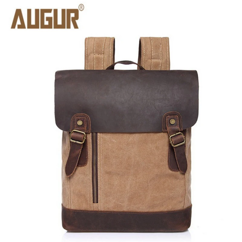 

TOP-BAG Vintage Canvas +Crazy horse leather School Backpack Rucksack Bag Travel bag Suitable for tablet computer size 39*28*15cm
