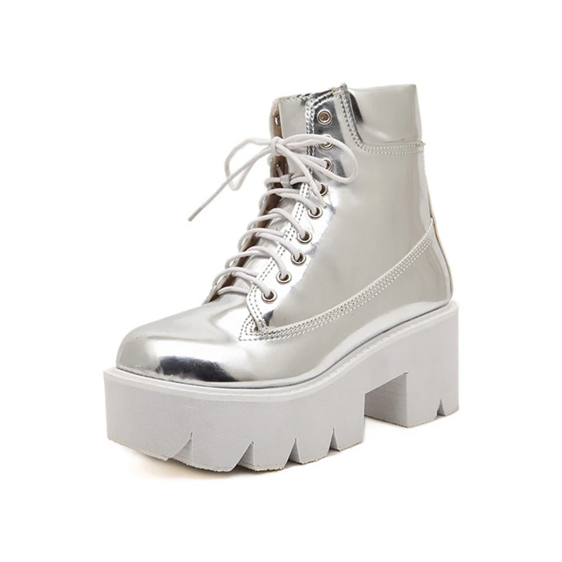 

Leather Ankle Boots For Woman 2019 Spring Fashion High Heels Ladies Shoes Lace up Woman Autumn Comfortable Shoes Women Boots