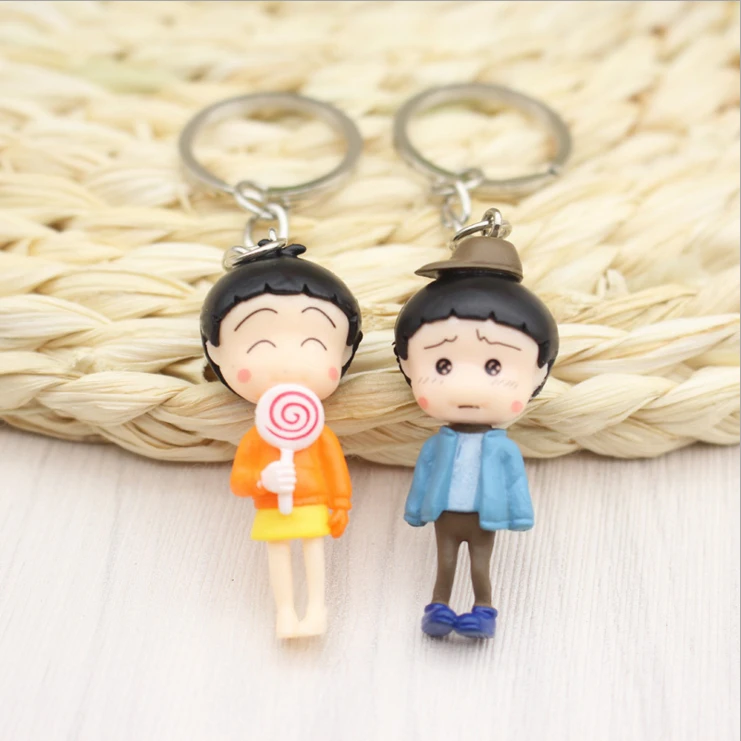 Nueva historieta 4 estilos niño y niña llavero aleación resina PVC llavero bolsa colgante Juguetes chaveiro llavero