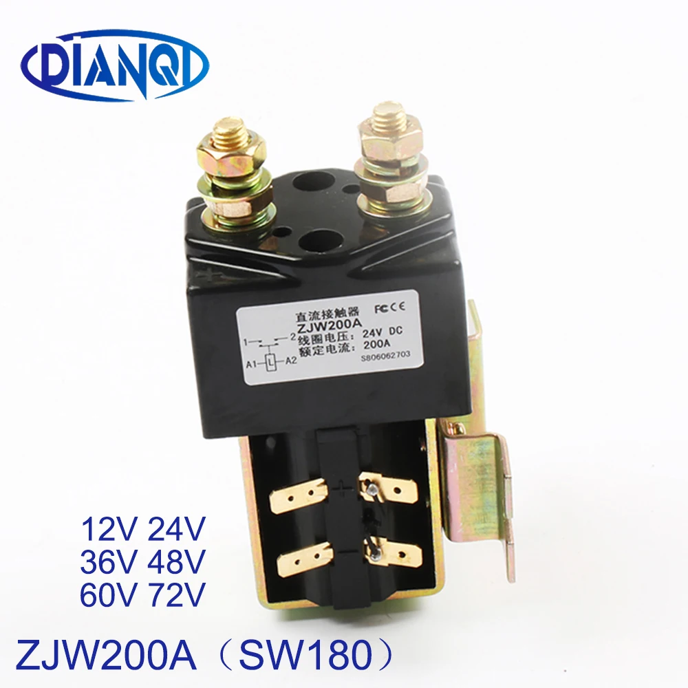 Contator para o para o Manuseio de Empilhadeira Dianqi Sw180 no normalmente Aberto Estilo 12 v 24 v 36 v 48 v 60 v 72 v Zjw200a 200a dc Manuseio de Empilhadeira Wehicle Carro Guincho