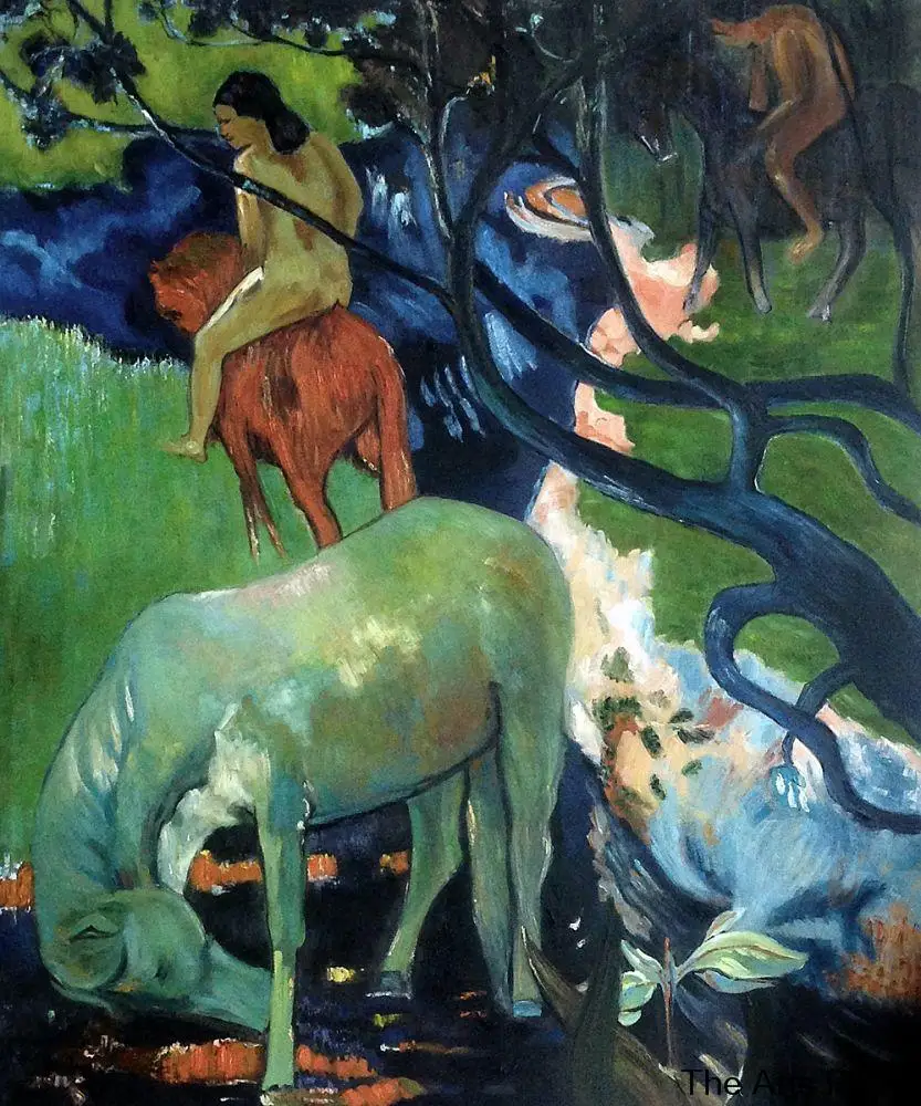 

Post-Impressionist Art Landscape Painting El Caballo Blanco (The White Horse), 1898 Paul Gauguin Oil Painting Hand-painted