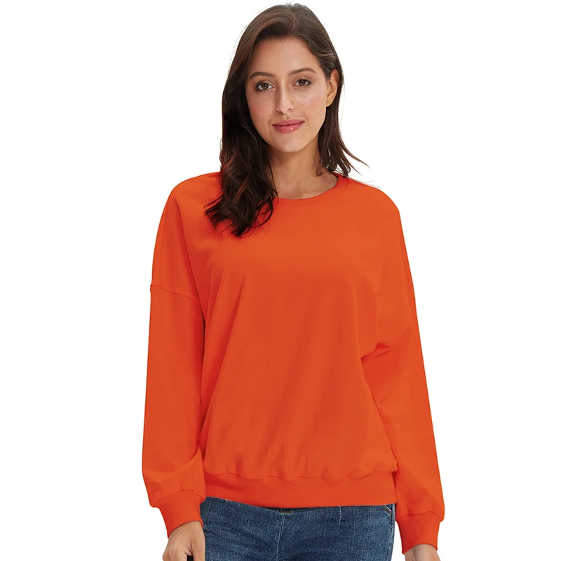 

Casual Dense Cotton Women Sweatshirt O-neck Solid Pullover Wearable Plus Size Various Colors M30106