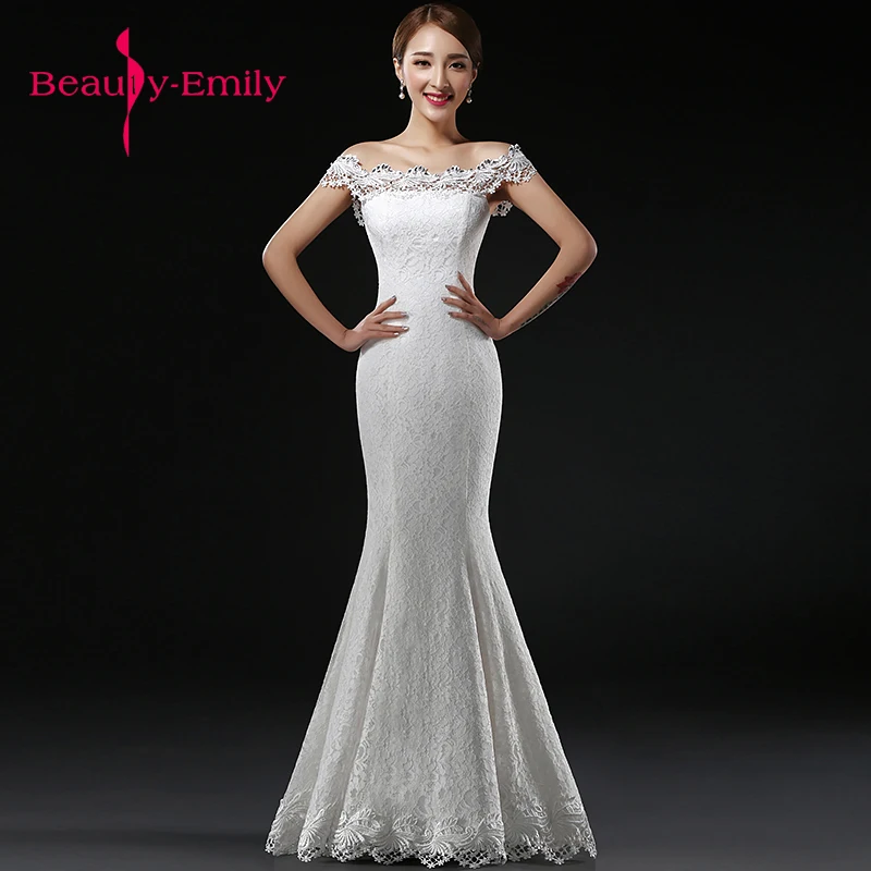 

Customized new spring and summer bridal dress off shoulder with simple and concise body slim bride wedding dresses Beauty