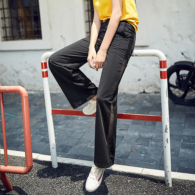 Black Breathable Joggers Women Wide Leg Sweatpants Summer Running Elastic Waist Palazzo Trousers Women Plus Size Joggers 2019 Black Breathable Joggers Women Wide Leg Sweatpants Summer Running Elastic Waist Palazzo Trousers Women Plus Size Joggers 2019