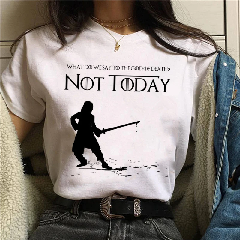 Not Today футболка с надписью Arya Stark для женщин Nope Not Today satan Harajuku графическая футболка Ullzang милый кот футболки женские - Цвет: 3957