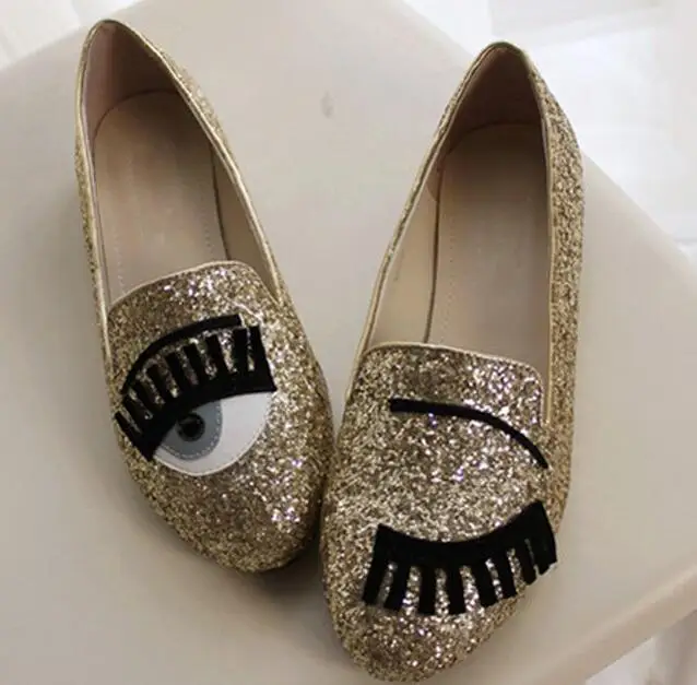 new 2016 women shoes fashion big eye eyelash flat shoes lady brightly