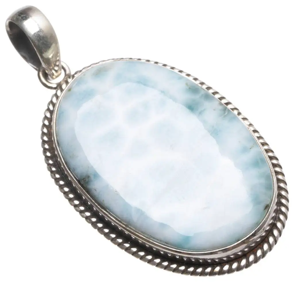 Натуральный Caribbean Larimar ручной работы винтажный кулон из стерлингового серебра 925