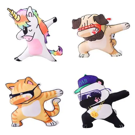 Kawaii Hip Hop Animal Pillow Plush Zebra Unicorn Panda Stuffed Animal