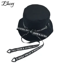 Ellacey Hong Kong стильная Рыбацкая шляпа с буквенным принтом и длинным ремешком, женская модная шляпа от солнца, Панамы для женщин
