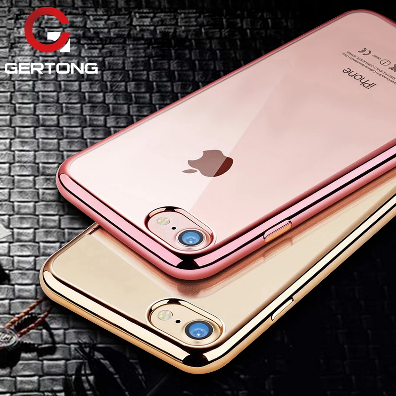 

GerTong Soft Silicone Cases For iPhone 8 6 6S 7 Plus X Case For iPhone 5 5S SE iX 10 Cover Ultra Thin Plating Phone Accessories