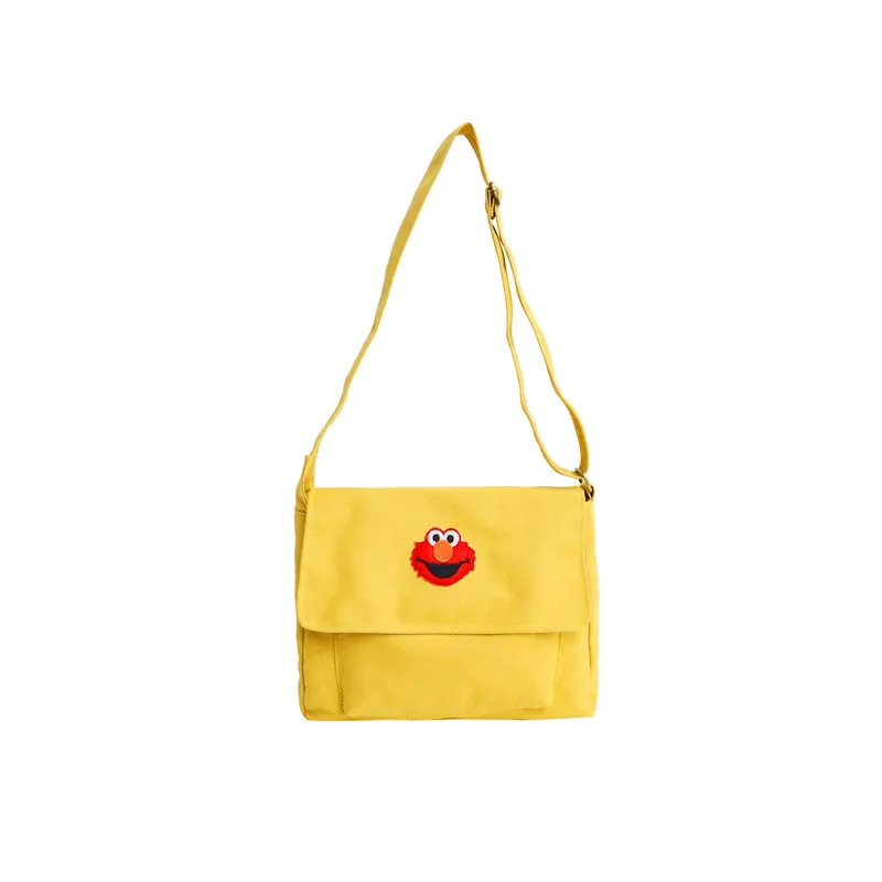 

Ougger Medium Teen Girl Crossbody Bag Shoulder Bags Preppy Style Yellow Canvas Postman Package with Embroidery for Shopping