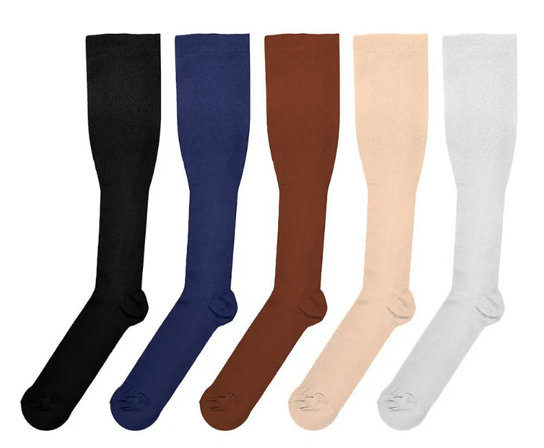 Pack of 3 Solid Color Compression Socks Knee High Socks Long Knit Nylon Stockings 15-20 Mmhg Medical Compression for Men & Women Pack of 3 Solid Color Compression Socks Knee High Socks Long Knit Nylon Stockings 15-20 Mmhg Medical Compression for Men & Women