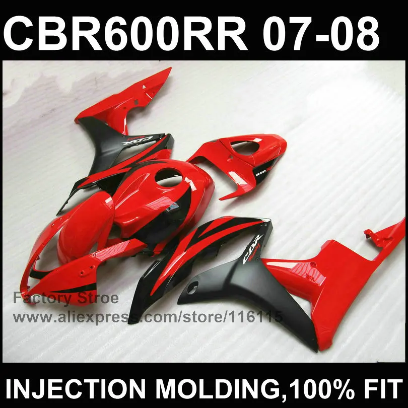 

Motorcycle ABS red black Injection molding bodywork for HONDA F5 CBR 600 RR fairings 2007 2008 custom fairing cbr600rr 07 08