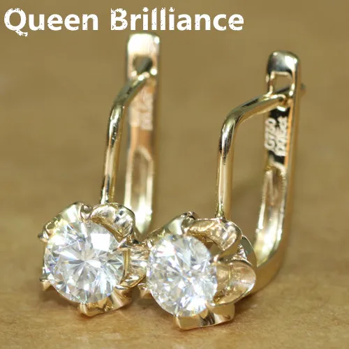 14K 585 Yellow Gold 1Carat ctw 5mm F Color Lab Grown Moissanite Diamond Flower Stud Earrings For Women Fine Jewelry 14K 585 Yellow Gold 1Carat ctw 5mm F Color Lab Grown Moissanite Diamond Flower Stud Earrings For Women Fine Jewelry